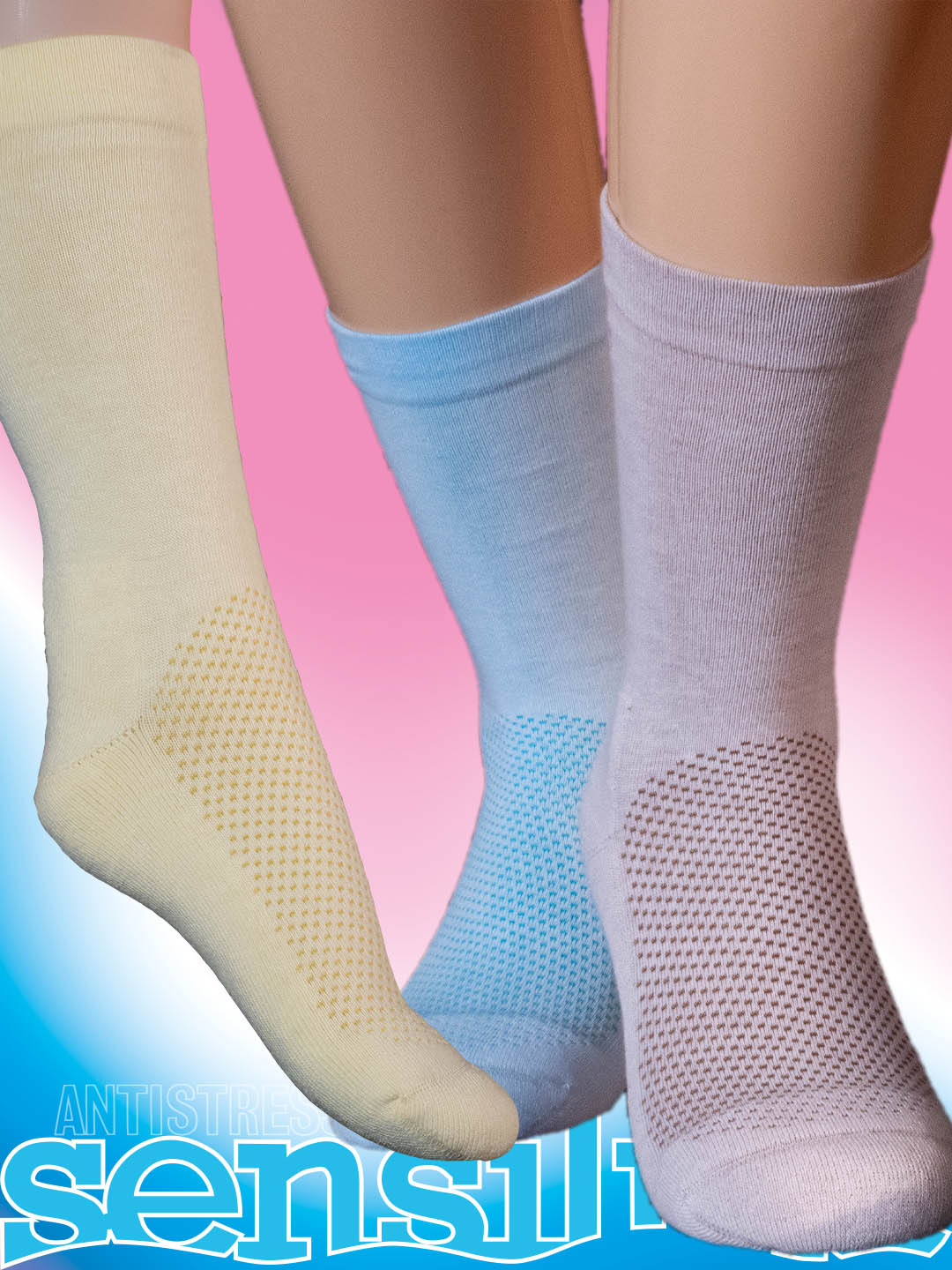 elly antistress sensiline socks padded colored for diabetic feet